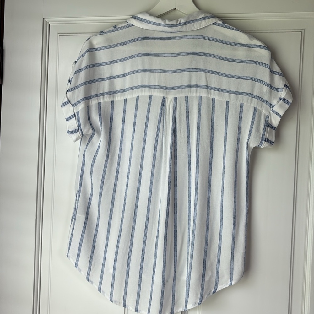 Mine Blue and White Lightweight Striped Beach Shirt - Picture 6 of 6